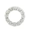 Round Cut White Sapphire Double Under Halo Eternity Band