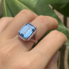 8.4ct Emerald Cut Aquamarine Halo Engagement Ring