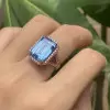 8.4ct Emerald Cut Aquamarine Halo Engagement Ring