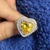 4.2ct Heart Cut Yellow Sapphire Halo Vintage Engagement Ring