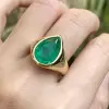 5.7ct Pear Cut Emerald Engagement Ring