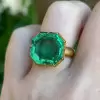 7ct Octagon Cut Emerald Vintage Cocktail Ring