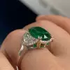 7.5ct Oval Cut Emerald Two Tone Engagement Ring