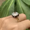 12ct Cuhsion Cut White Sapphire Enamel Engagement Ring