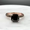 3ct Cushion Cut Black Sapphire Engagement Ring