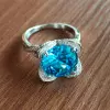 11ct Round Cut Aquamarine Vintage Cocktail Ring