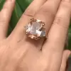 14ct Cushion Cut Champagne Sapphire Three-stone Ring