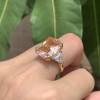 14ct Cushion Cut Champagne Sapphire Three-stone Ring