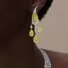 16ctw Pear Cut Yellow Sapphire Chandelier Earrings