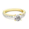 Handmade 2 Ct Prong Setting 18K Gold Plated Sterling Silver Brilliant Cut Ring Set