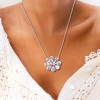 Floral Design White Sapphire Pendant Necklace