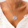 Floral Design White Sapphire Pendant Necklace