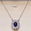10.75ct Oval Cut Blue Sapphire Pendant Necklace