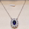 10.75ct Oval Cut Blue Sapphire Pendant Necklace