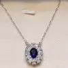 10.75ct Oval Cut Blue Sapphire Pendant Necklace