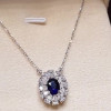 10.75ct Oval Cut Blue Sapphire Pendant Necklace