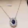 10.75ct Oval Cut Blue Sapphire Pendant Necklace