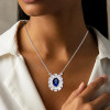 10.75ct Oval Cut Blue Sapphire Pendant Necklace