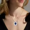 10.75ct Oval Cut Blue Sapphire Pendant Necklace