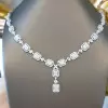 Halo Emerald Cut White Sapphire Station Necklace