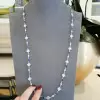 Oval Cut White & Blue Sapphire Necklace