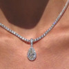 White Sapphire Tennis Necklace with Pendant