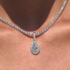 White Sapphire Tennis Necklace with Pendant