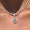 White Sapphire Tennis Necklace with Pendant