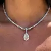 White Sapphire Tennis Necklace with Pendant