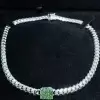 6ct Radiant Cut Vivid Green Sapphire Choker Necklace