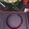 Oval Cut Ruby Choker Necklace in Sterling Silver