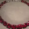 Oval Cut Ruby Choker Necklace in Sterling Silver