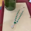 Luxury Emerald Green &White Sapphire Necklace