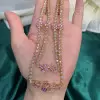Pear Cut Pink Sapphire Flower Layered Necklace in Gold