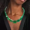 61ctw Emerald Cut Green Sapphire Luxury Necklace