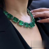 Luxury Green Emerald Cut Necklace