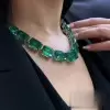 Luxury Green Emerald Cut Necklace