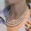 160ctw Multi-Cut Three-row Statement Necklace