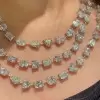 160ctw Multi-Cut Three-row Statement Necklace