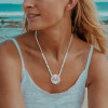 Cluster Princess Cut White Sapphire Pendant Necklace