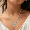 Cluster Princess Cut White Sapphire Pendant Necklace