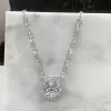 Cluster Princess Cut White Sapphire Pendant Necklace