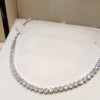 25ctw Round Cut Cluster Flower Dainty Tennis Necklace