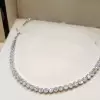 25ctw Round Cut Cluster Flower Dainty Tennis Necklace