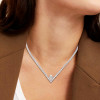 3.5ct Pear Cut White Sapphire V-shape Choker Necklace