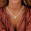3.5ct Pear Cut White Sapphire V-shape Choker Necklace