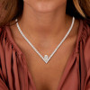 3.5ct Pear Cut White Sapphire V-shape Choker Necklace
