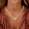 3.5ct Pear Cut White Sapphire V-shape Choker Necklace
