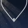 3.5ct Pear Cut White Sapphire V-shape Choker Necklace