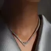 3.5ct Pear Cut White Sapphire V-shape Choker Necklace